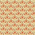 Beautiful retro vintage red flowers in big ogee oval shape seamless pattern.