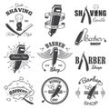 Second set of vintage barber shop emblems. Royalty Free Stock Photo