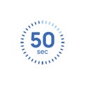 50 second timer clock. 50 sec stopwatch icon countdown time digital stop chronometer