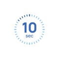 10 second timer clock. 10 sec stopwatch icon countdown time digital stop chronometer