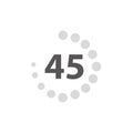 45 second timer clock. 45 sec stopwatch icon countdown time digital stop chronometer