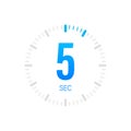 The 5 second, timer, stopwatch vector icon. Stopwatch icon in flat style. Vector stock illustration.