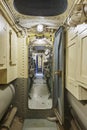Second War World Submarine Corridor Interior. Military Vessel
