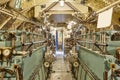 Second War World Submarine Interior. Engine Room. Military Vessel