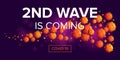Second wave is coming - COVID-19 attack or infection spread horizontal banner design concept. 3d realistic vector illustration of Royalty Free Stock Photo