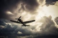 A second world war fighting plane in a dramatic sky created with generative AI technology Royalty Free Stock Photo
