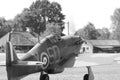 Second world war hurricane fighter plane on grass runway