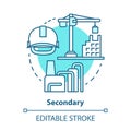 Secondary blue concept icon. Processing and manufacturing industry idea thin line illustration. Economy sector. Heavy