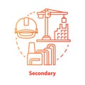 Secondary red concept icon. Processing and manufacturing industry idea thin line illustration. Economy sector. Heavy and Royalty Free Stock Photo