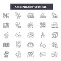 Secondary school line icons, signs, vector set, outline illustration concept