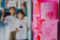 Secondary school students make Valentine cards