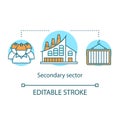 Secondary sector concept icon. Processing and manufacturing industry idea thin line illustration. Industrial sector Royalty Free Stock Photo