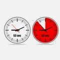 53 seconds clock on gray background Royalty Free Stock Photo