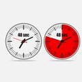 48 seconds clock on gray background Royalty Free Stock Photo