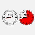43 seconds clock on gray background Royalty Free Stock Photo