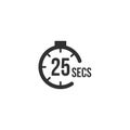 25 seconds Countdown Timer icon set. time interval icons. Stopwatch and time measurement. Stock Vector illustration isolated on