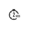 2 seconds Countdown Timer icon set. time interval icons. Stopwatch and time measurement. Stock Vector illustration isolated on Royalty Free Stock Photo