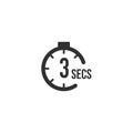 3 seconds Countdown Timer icon set. time interval icons. Stopwatch and time measurement. Stock Vector illustration isolated on Royalty Free Stock Photo