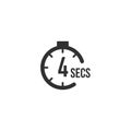 4 seconds Countdown Timer icon set. time interval icons. Stopwatch and time measurement. Stock Vector illustration isolated on Royalty Free Stock Photo