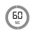 The 60 seconds icon, digital timer. clock and watch, timer, countdown symbol isolated on white background, stopwatch vector icon