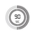 The 90 seconds icon, digital timer. clock and watch, timer, countdown symbol isolated on white background, stopwatch vector icon