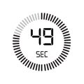 The 49 seconds icon, digital timer. clock and watch, timer, countdown symbol isolated on white background, stopwatch vector icon