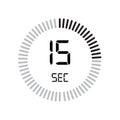 The 15 seconds icon, digital timer. clock and watch, timer, countdown symbol isolated on white background, stopwatch vector icon