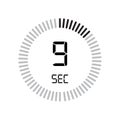 The 9 seconds icon, digital timer. clock and watch, timer, count