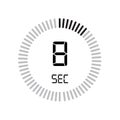 The 8 seconds icon, digital timer. clock and watch, timer, count