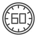 60 seconds line icon. 60 minutes time vector illustration isolated on white. One hour outline style design, designed for