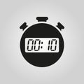 The 10 seconds, minutes stopwatch icon. Clock and watch, timer, countdown symbol. UI. Web. Logo. Sign. Flat design. App.