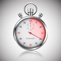 20 seconds. Silver realistic stopwatch with reflection. Vector Royalty Free Stock Photo