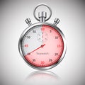 40 seconds. Silver realistic stopwatch with reflection. Vector Royalty Free Stock Photo