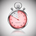 50 seconds. Silver realistic stopwatch with reflection. Vector