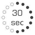 The 30 seconds, stopwatch icon, digital timer. clock and watch, timer, countdown symbol.