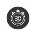 The 30 seconds, stopwatch vector icon, digital timer. Clock and watch, timer, countdown