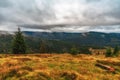 Seconds before sunrise from mountain top autumn colors Royalty Free Stock Photo