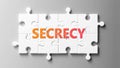 Secrecy complex like a puzzle - pictured as word Secrecy on a puzzle pieces to show that Secrecy can be difficult and needs