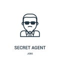 secret agent icon vector from jobs collection. Thin line secret agent outline icon vector illustration. Linear symbol Royalty Free Stock Photo