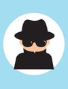 Secret agent man, gentleman spy of intelligence service,collect political, business information,Vector flat style cartoon Royalty Free Stock Photo