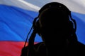 Secret agent overhears conversation, Russian spy