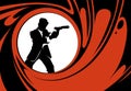 Secret agent or spy vector silhouette Royalty Free Stock Photo