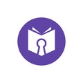 Secret book safe logo template, book lock icon design vector