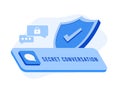 Secret chat messages with end-to-end encryption concept. Encrypted chat and private conversation, secure communication in