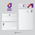 Secret Doc logo. Shield with folded corner as paper document. Identity. Business papers templates.
