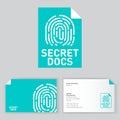 Secret Documents logo. Fingerprint icon. Security files system.