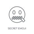 Secret emoji linear icon. Modern outline Secret emoji logo conce