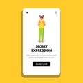 Secret Expression Woman Crossed Fingers Vector Illustration