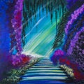 Secret garden painted with acrylics on canvas