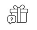 Secret gift line icon. Unknown present box sign. Vector Royalty Free Stock Photo